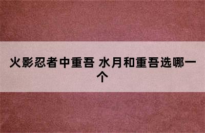 火影忍者中重吾 水月和重吾选哪一个